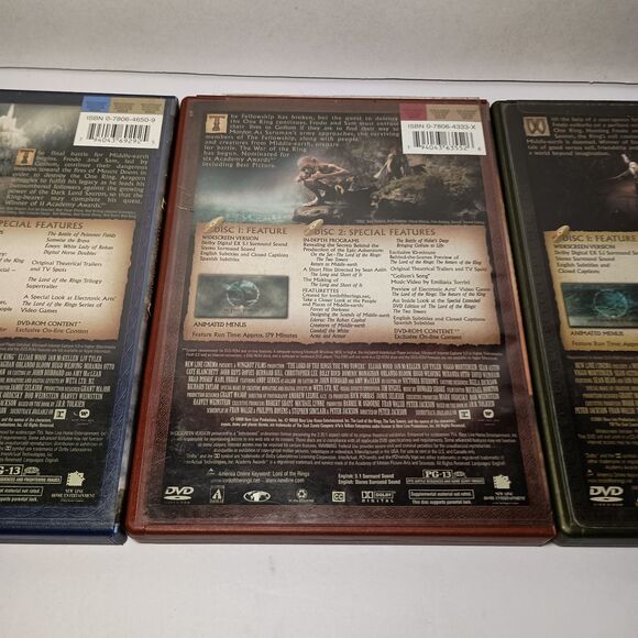 Lord of the Rings-Motion Picture Trilogy DVD 3 Movie Lot Two Towers Return King - Picture 11 of 16